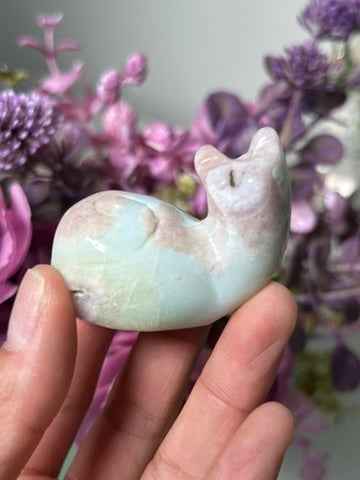 Green Flower Agate Carved Snail