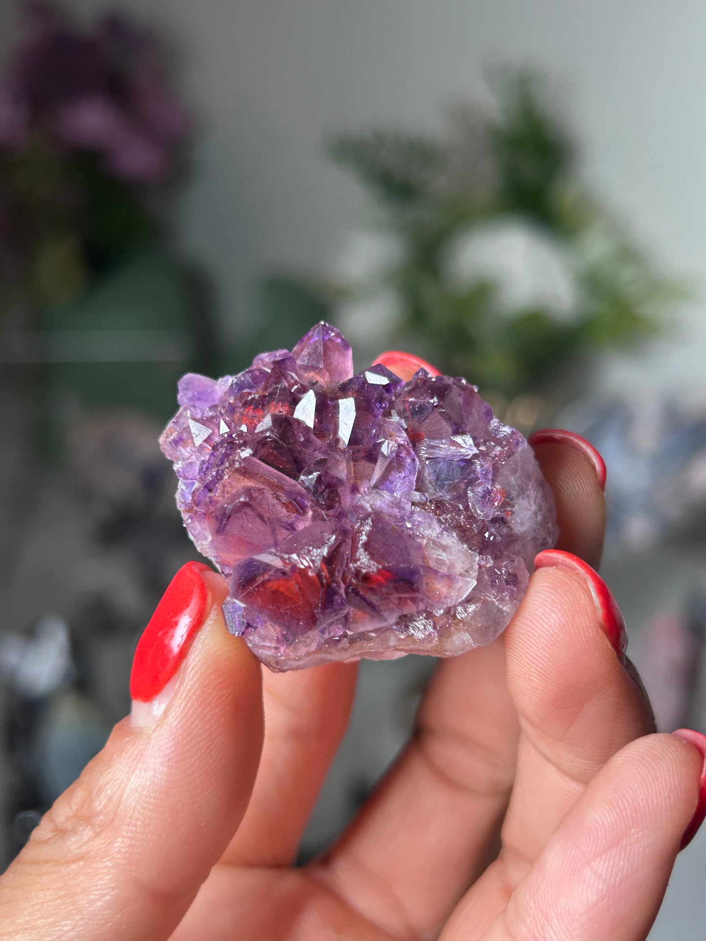 Amethyst Elestial with Red Hematite 16K