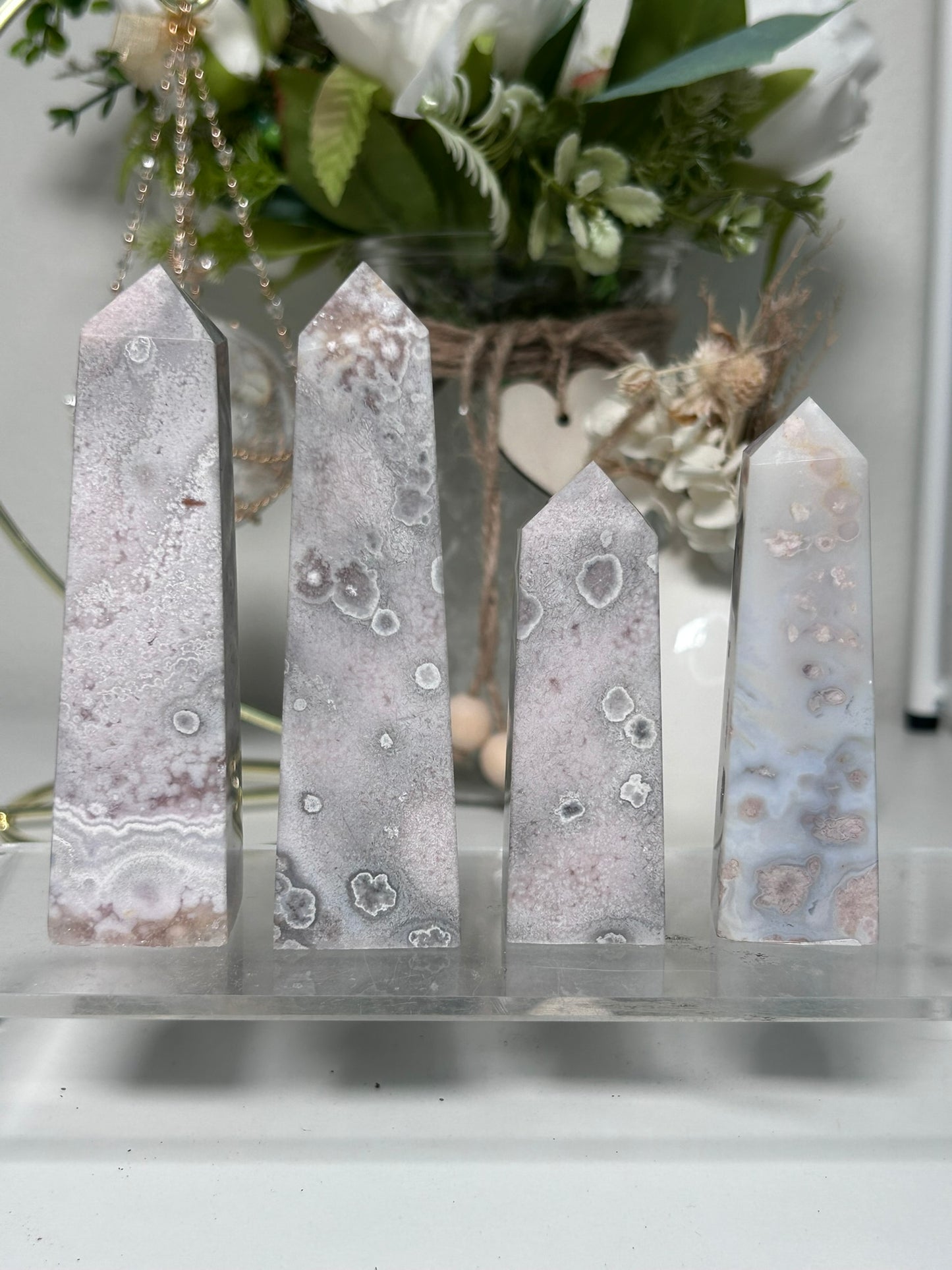 Pink Amethyst Blue Flower Agate