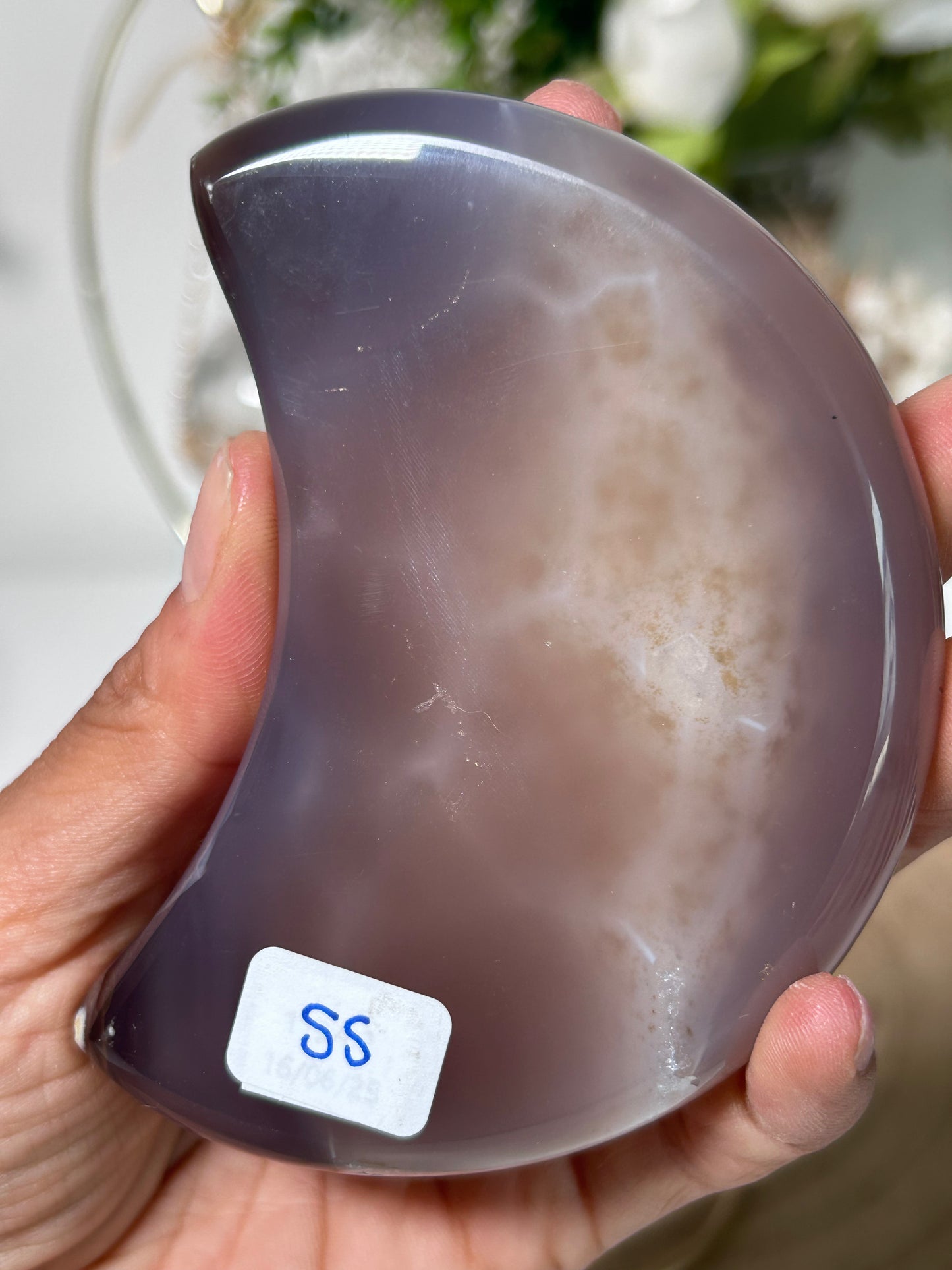 Druzy Agate Moon on Stand 55