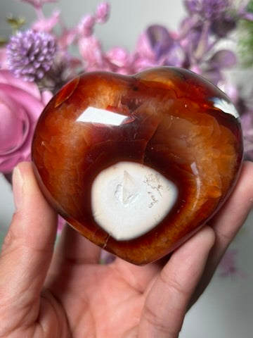 Carnelian Orca Agate Heart