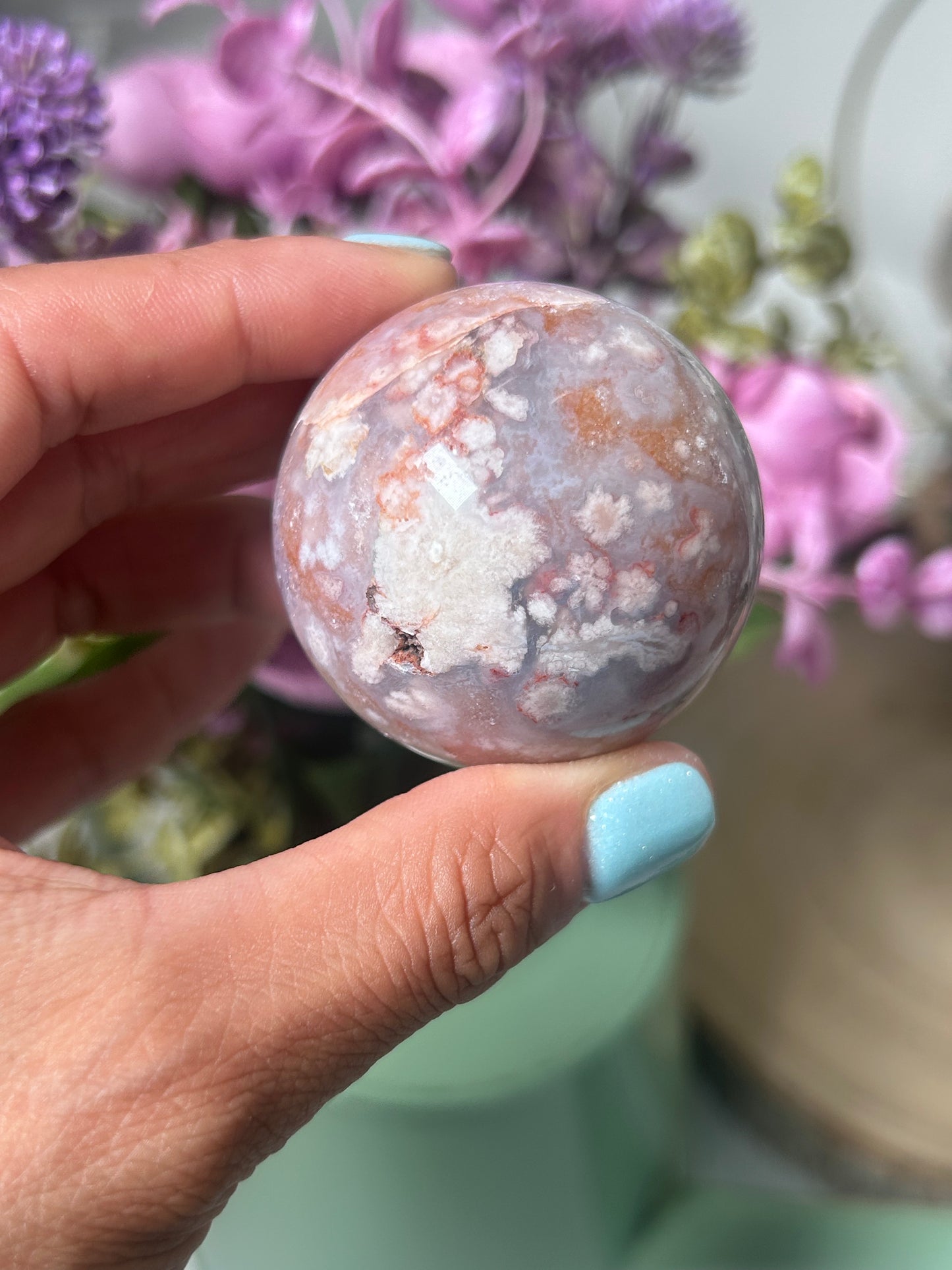 Pink Amethyst Flower Agate Sphere 63