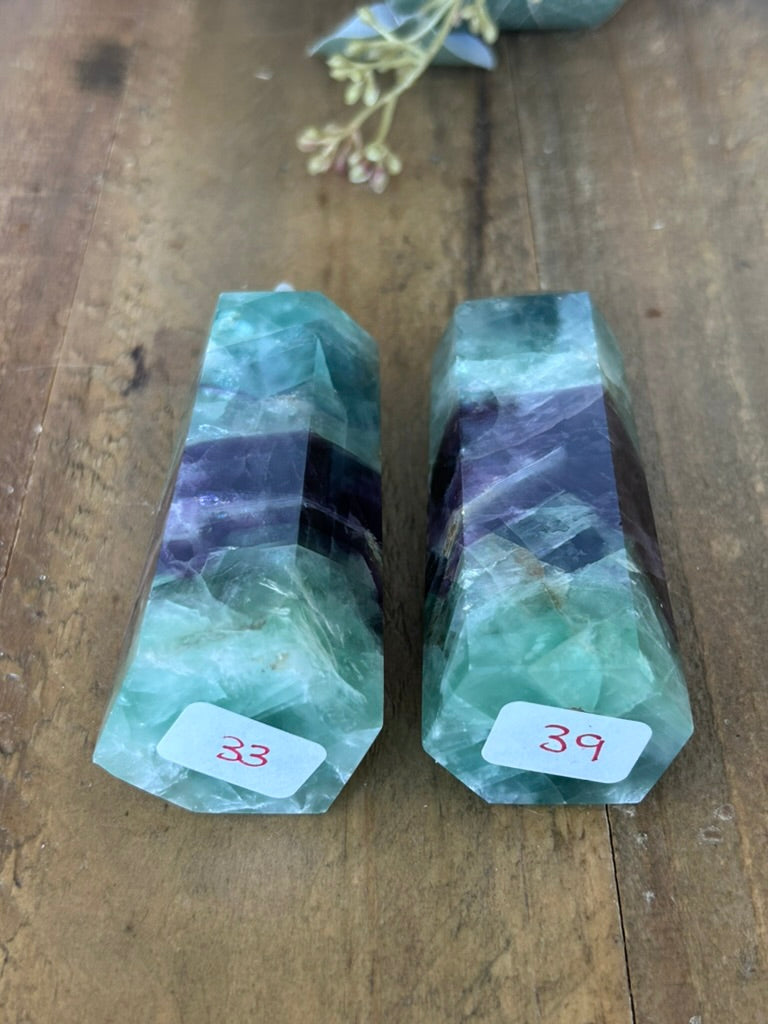 Rainbow fluorite tower