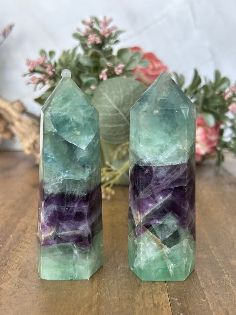 Rainbow fluorite tower
