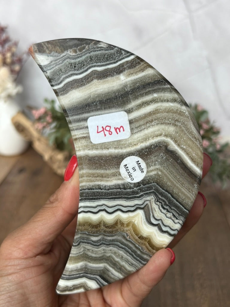 Zebra Calcite Moon Candle Holder 48m