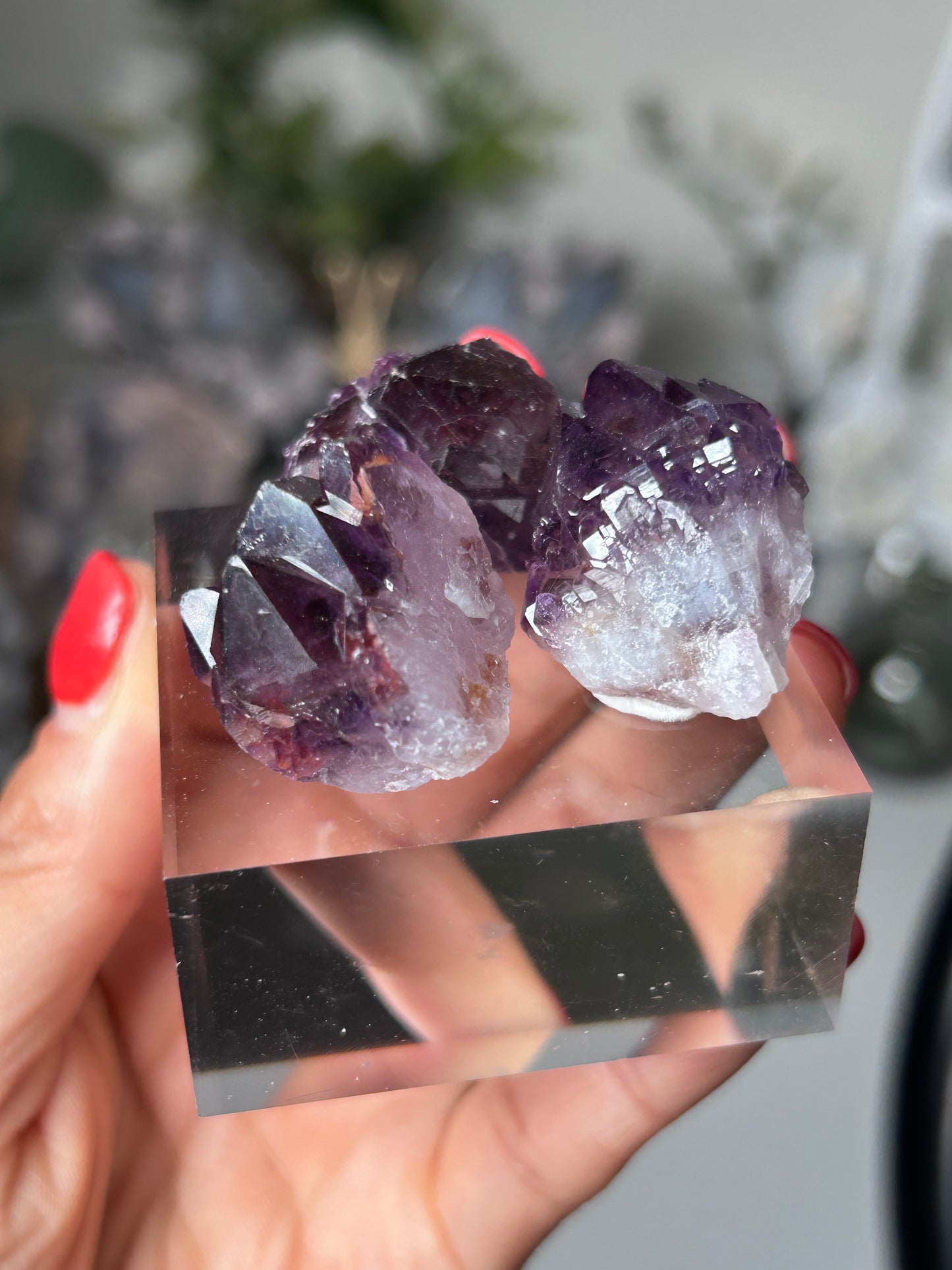 Amethyst Elestial with Red Hematite TRIO 29J