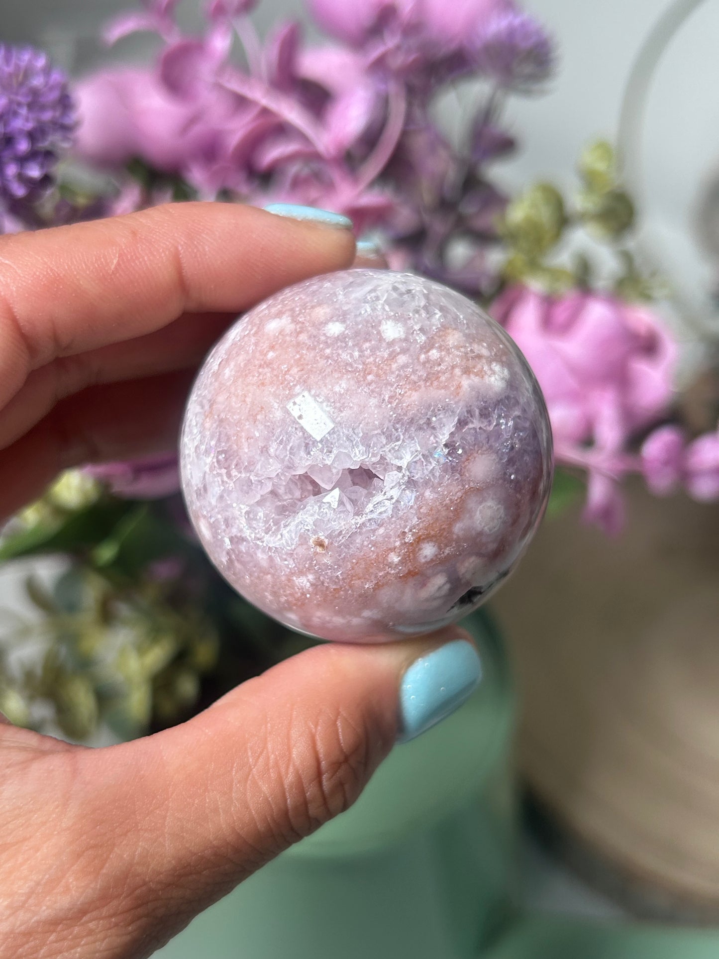 Pink Amethyst Flower Agate Sphere 63