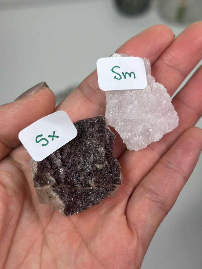 Maroon Marshy Apophyllite on Pink Chalcedony