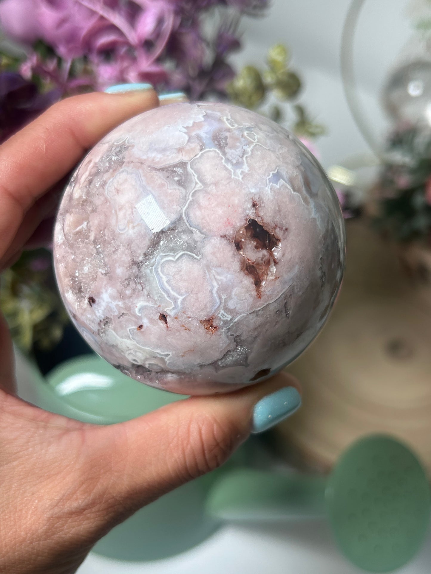 Pink Amethyst Flower Agate Sphere 139