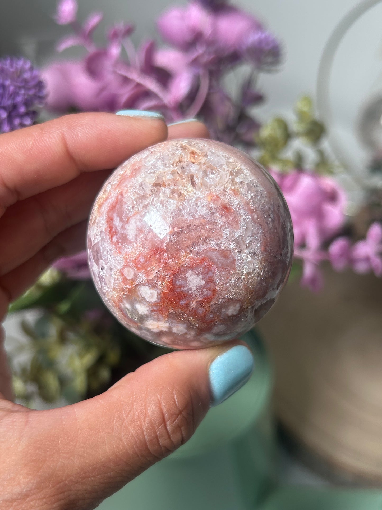 Pink Amethyst Flower Agate Sphere 67