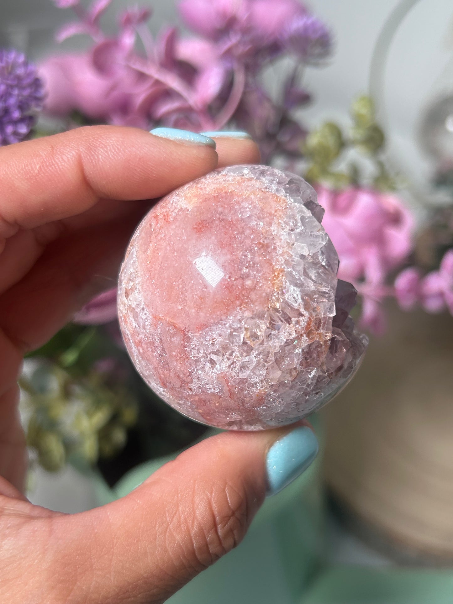 Pink Amethyst Flower Agate Sphere 67