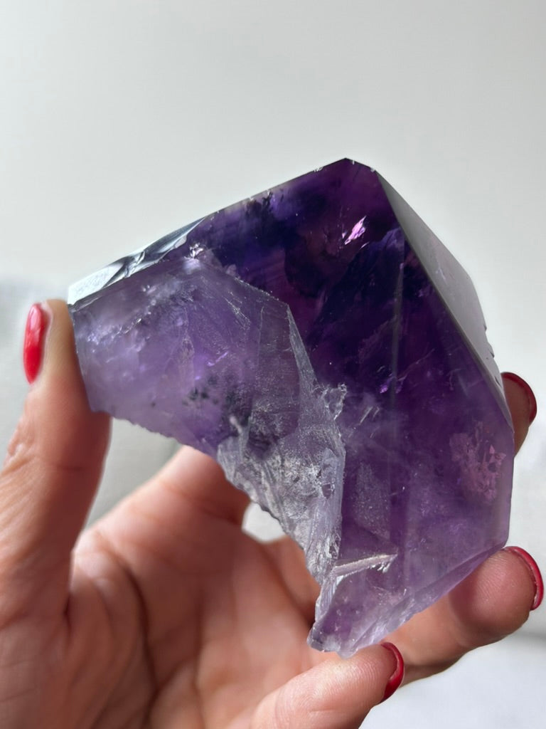 Amethyst Phantom Half Raw Half Polished Point 78