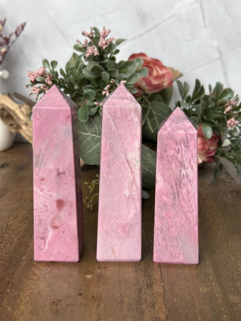 Bubble Gum Rhodonite Towers 77b, 77a, 68a