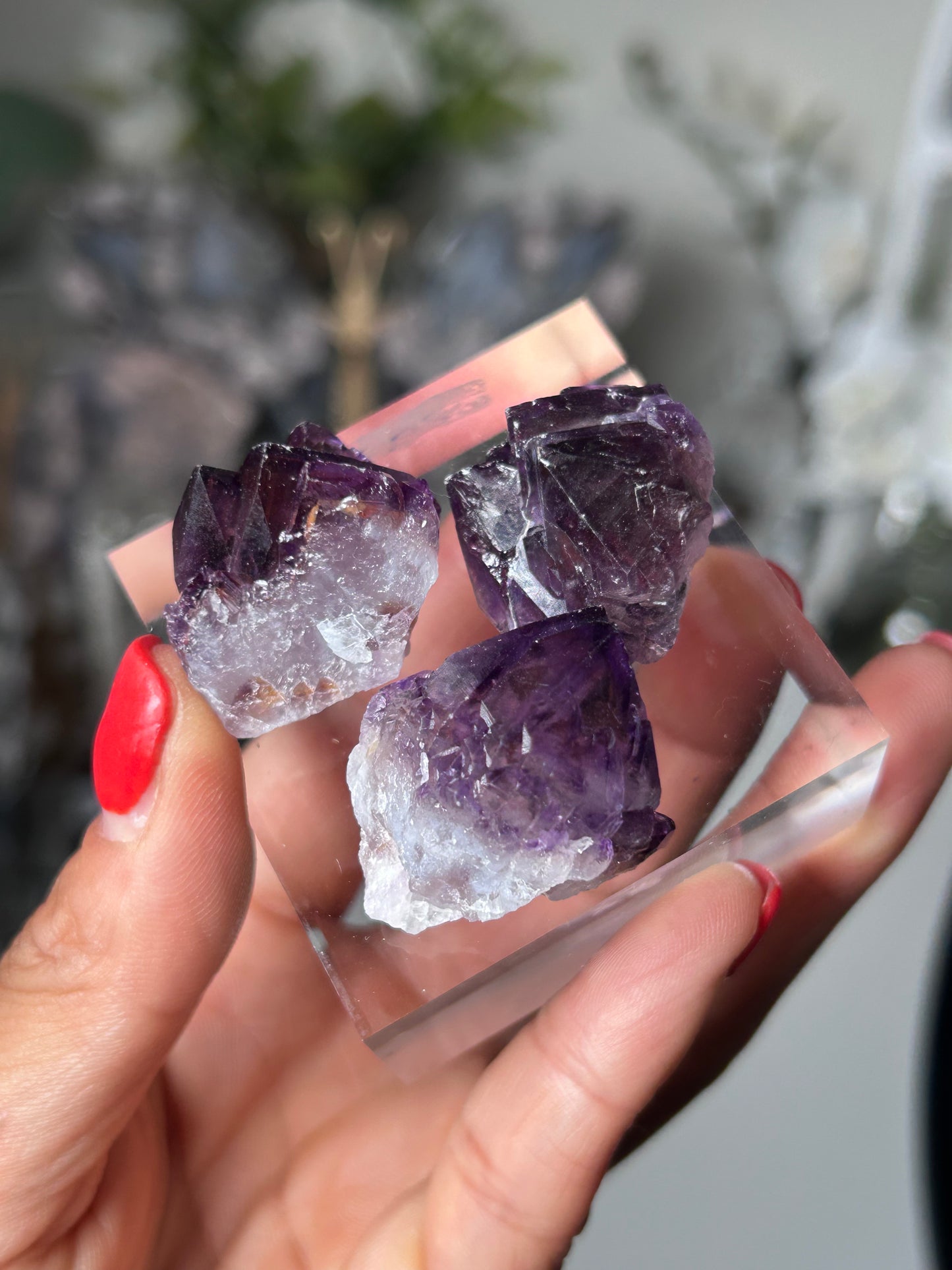 Amethyst Elestial with Red Hematite TRIO 29J