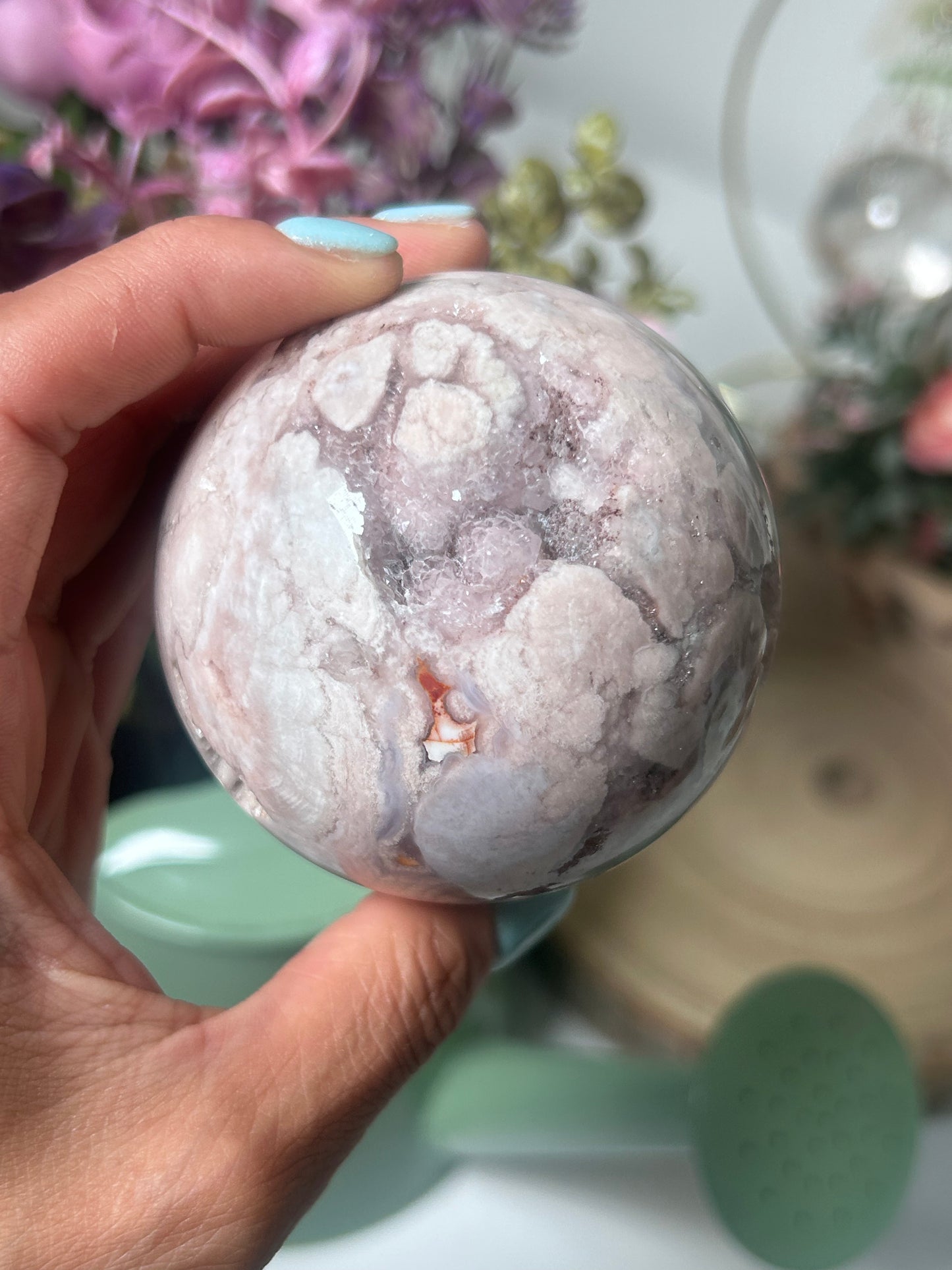 Pink Amethyst Flower Agate Sphere 139
