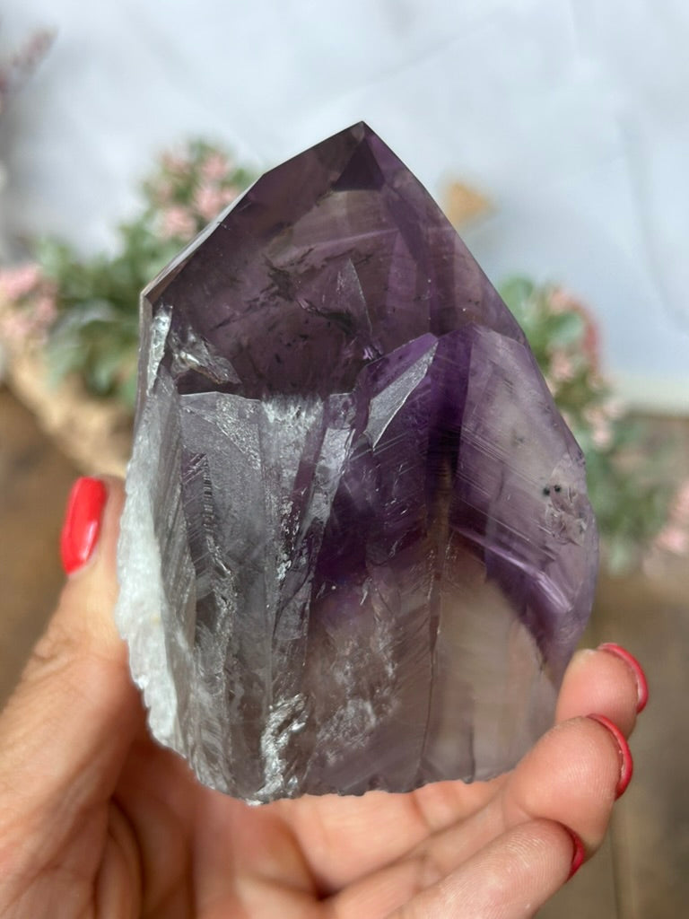Amethyst Phantom Half Raw Half Polished Point 79