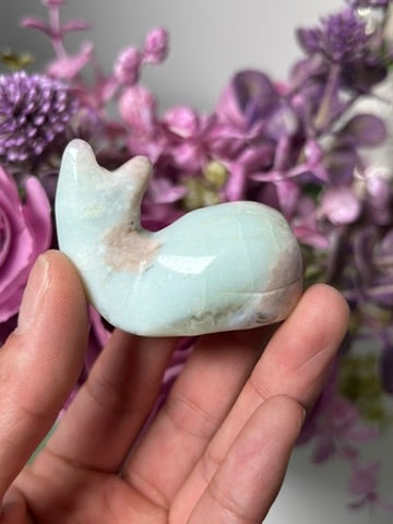 Green Flower Agate Carved Snail