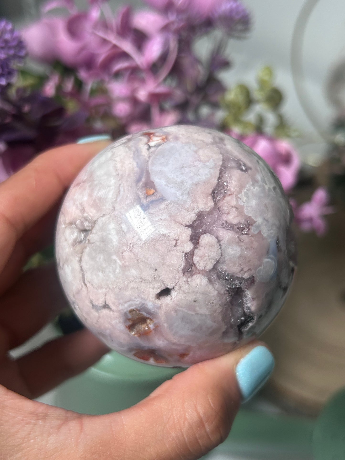 Pink Amethyst Flower Agate Sphere 139