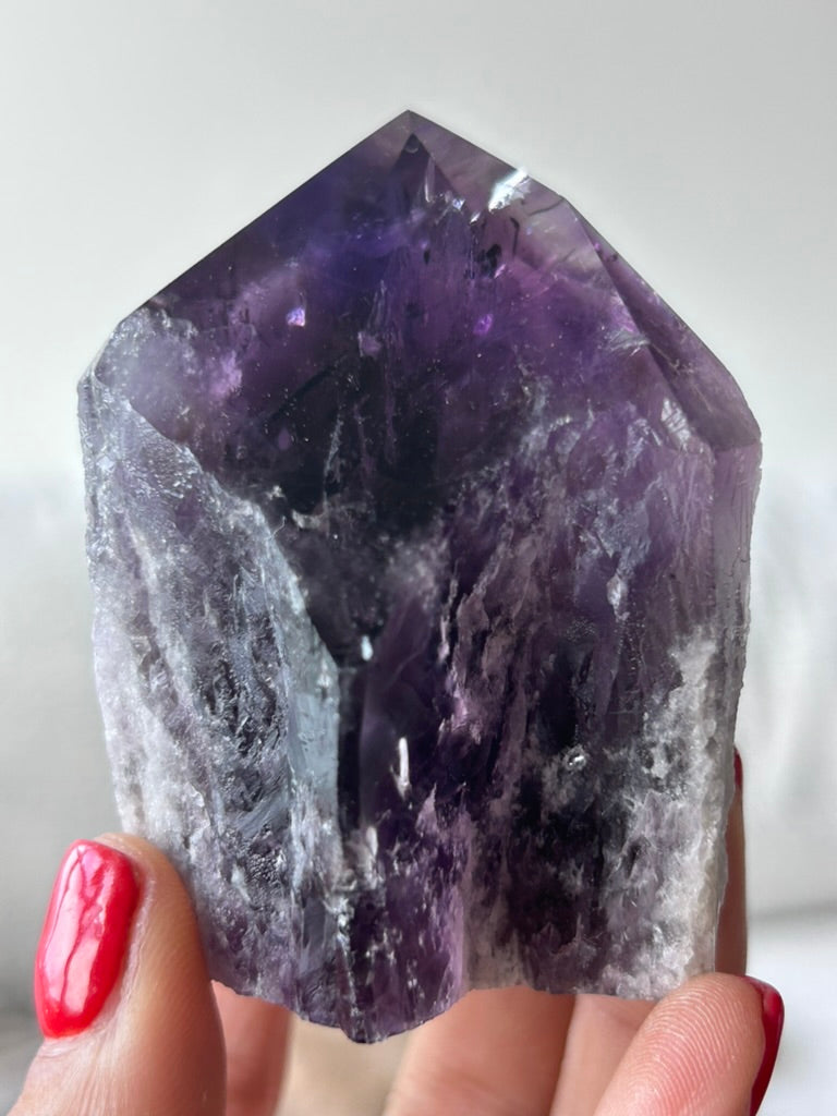 Amethyst Phantom Half Raw Half Polished Point 60