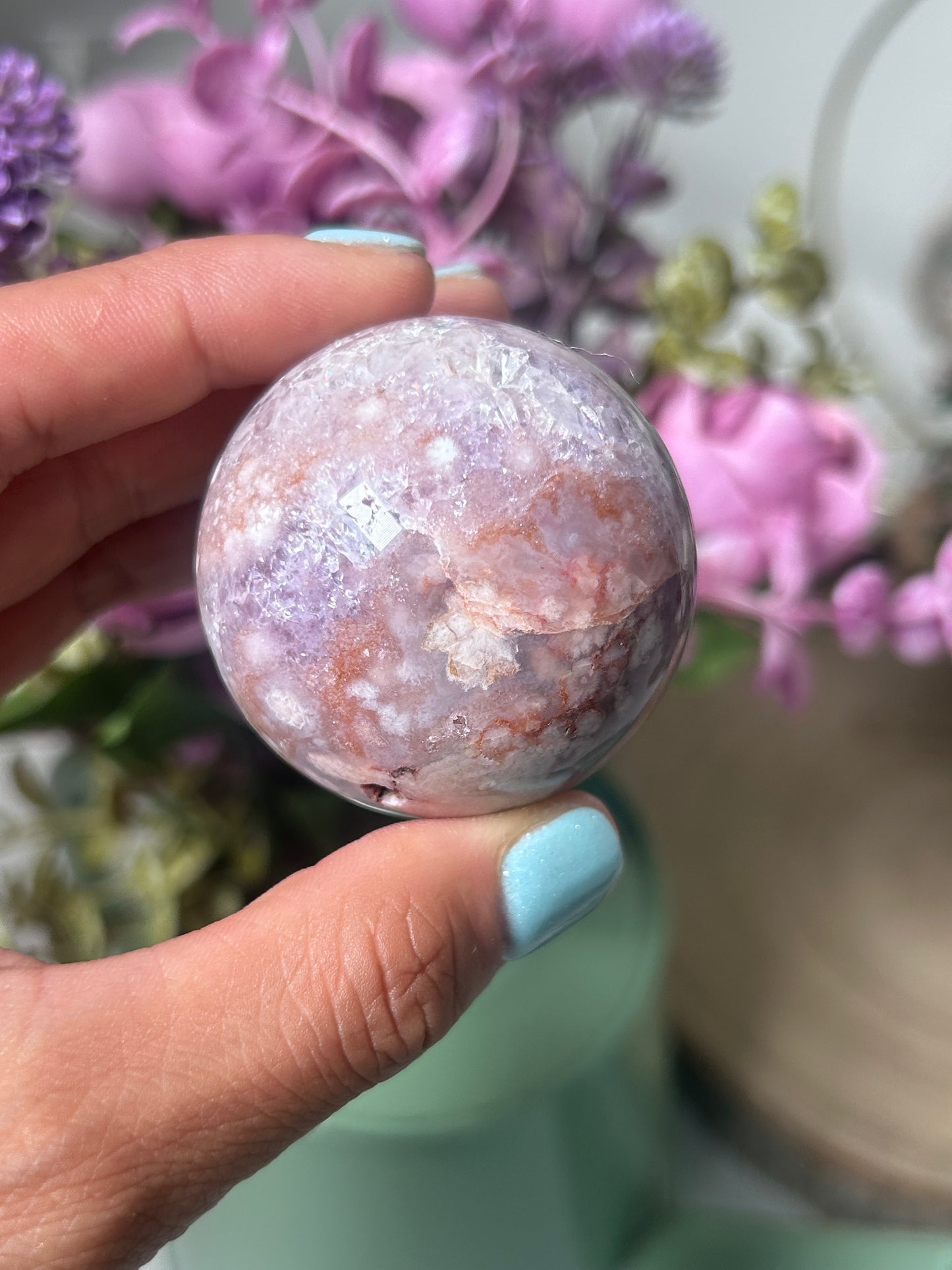 Pink Amethyst Flower Agate Sphere 63