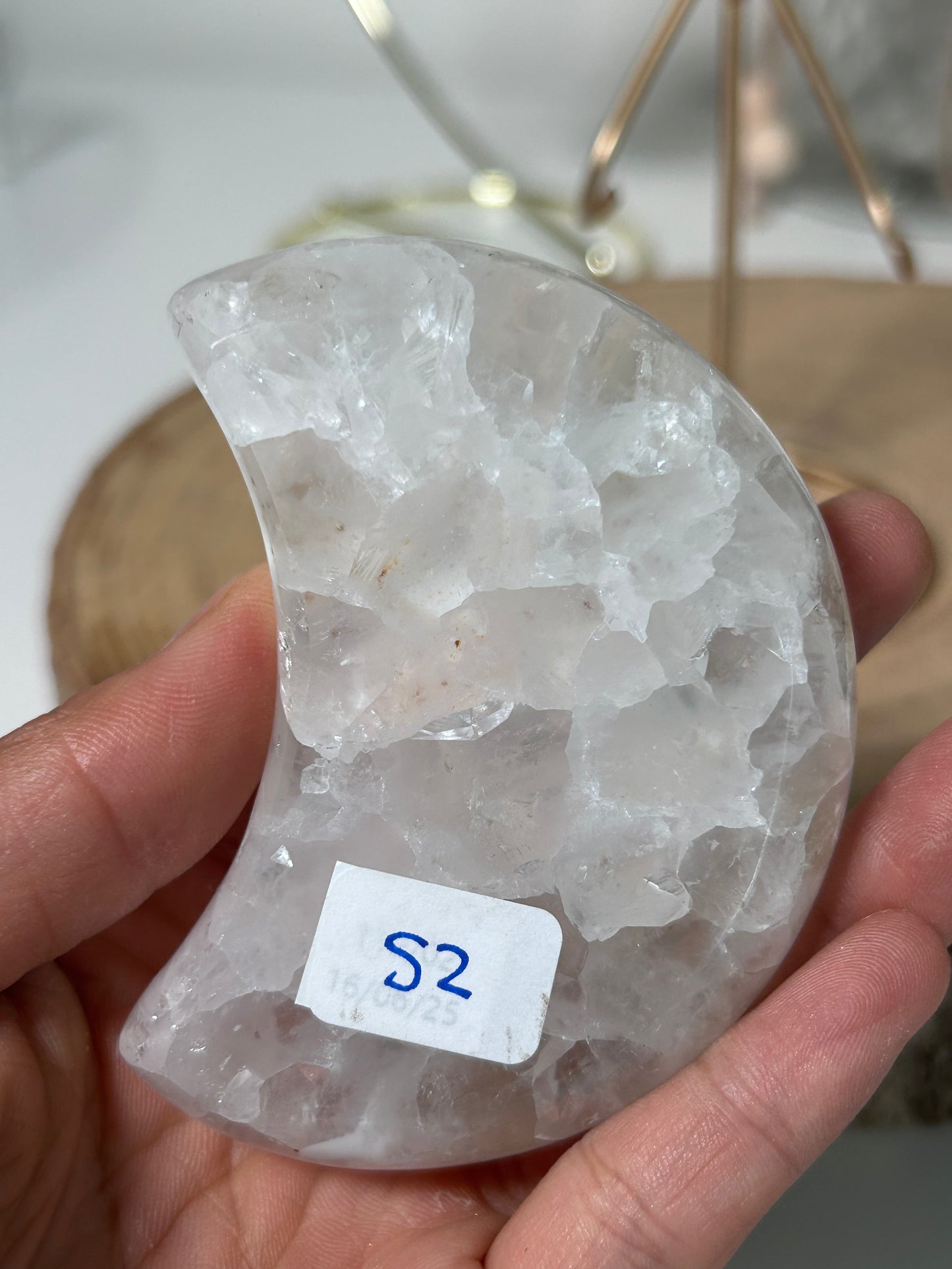 Druzy Agate Moon on Stand 52