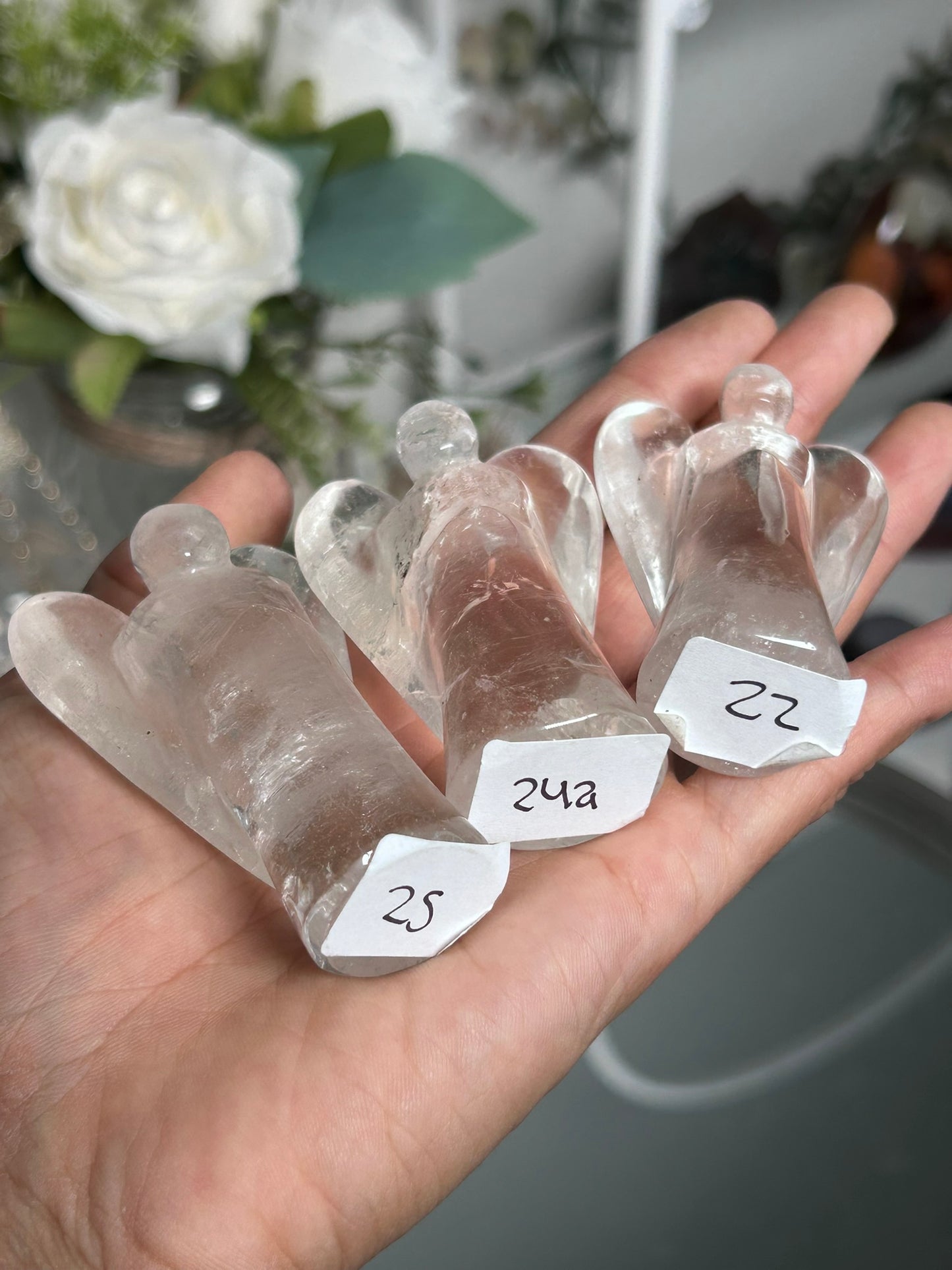 Clear Quartz Guardian Angel with Rainbows 25, 22, 24a