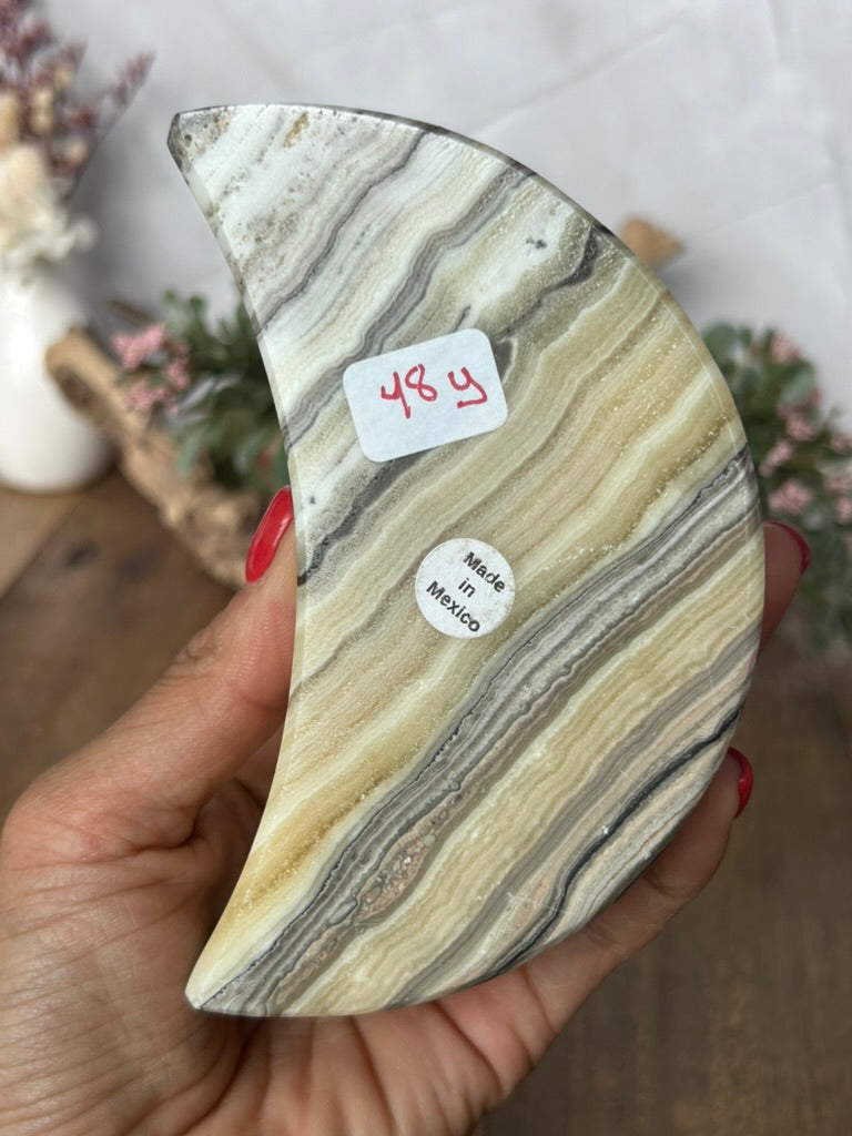Zebra Calcite Moon Candle Holder 48Y