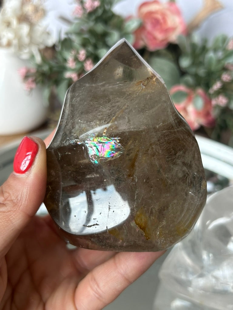 Smokey Quartz Golden Healer Flames
