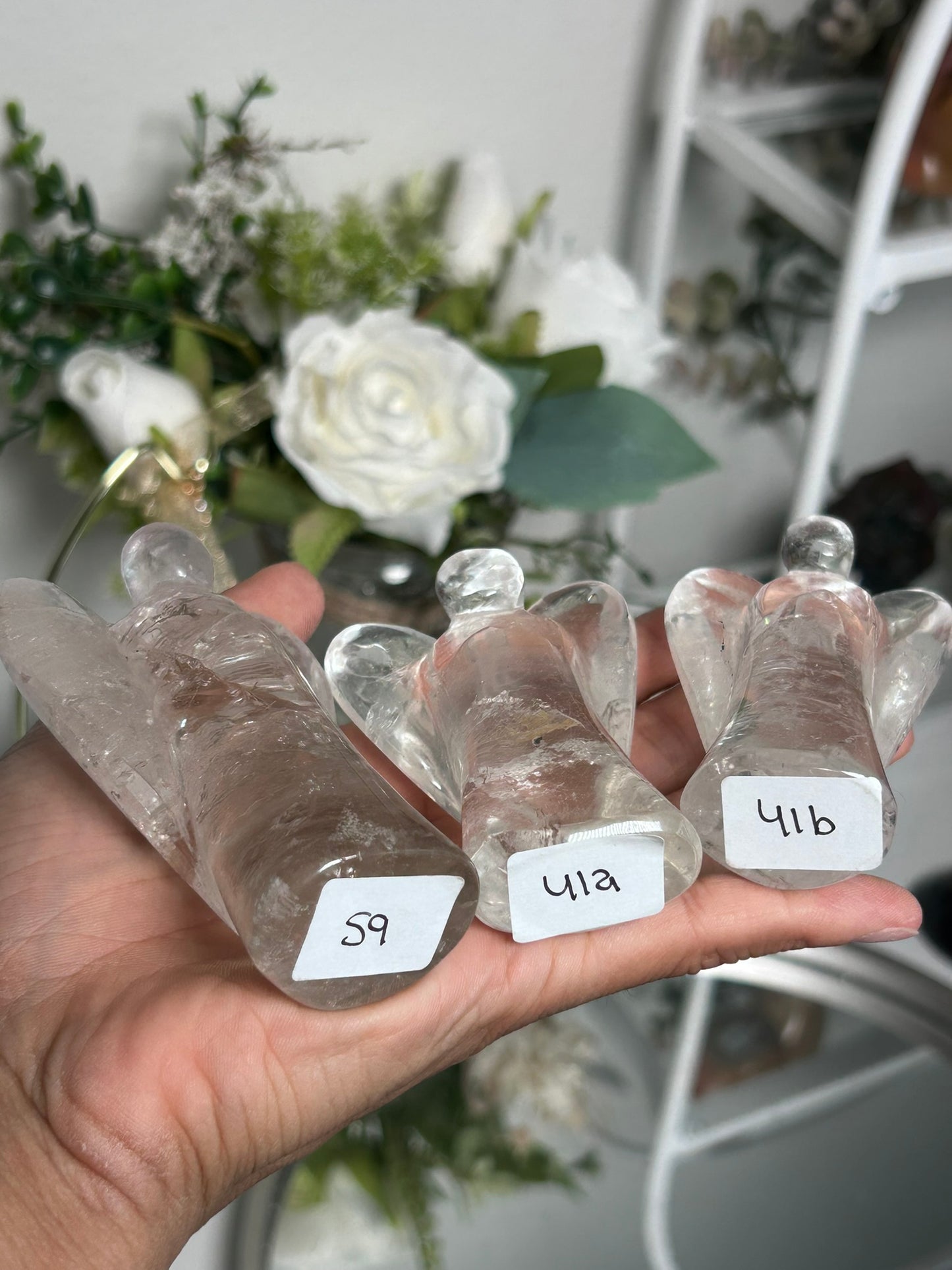 Clear Quartz Guardian Angel with Rainbows