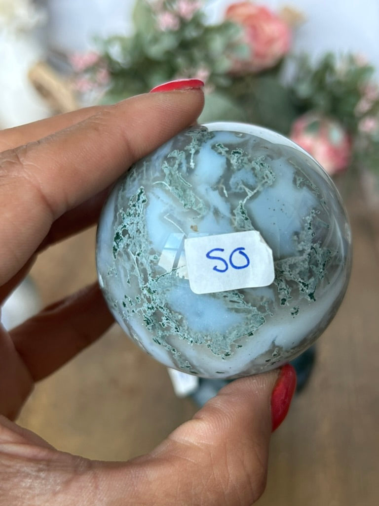 Moss Agate Sphere 50