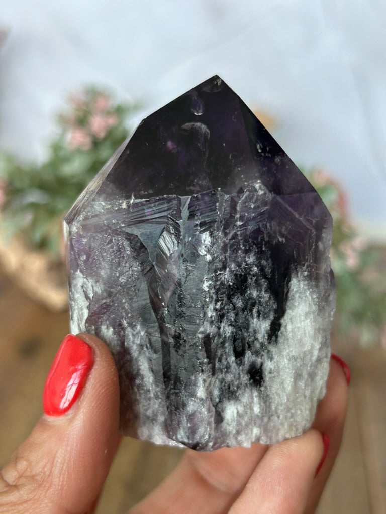 Amethyst Phantom Half Raw Half Polished Point 60