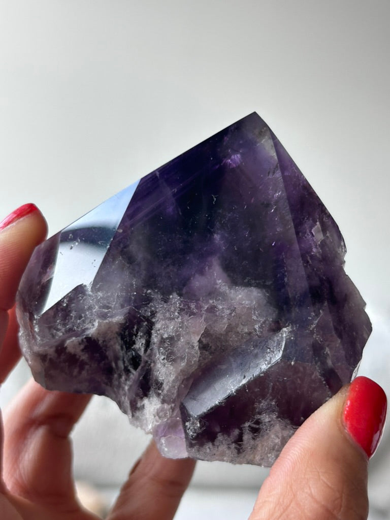 Amethyst Phantom Half Raw Half Polished Point 78