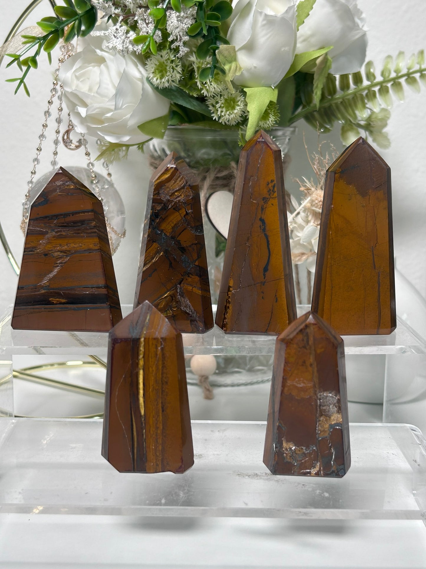 Tiger Eye with Hematite Tower