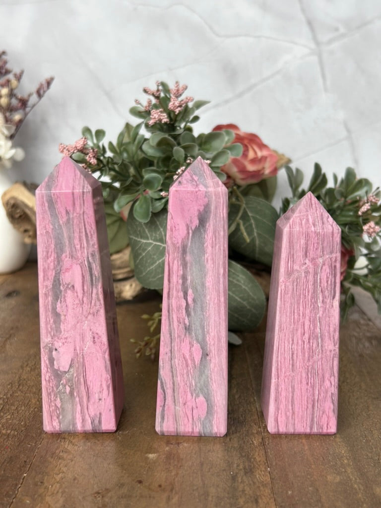 Bubble Gum Rhodonite Towers 77b, 77a, 68a