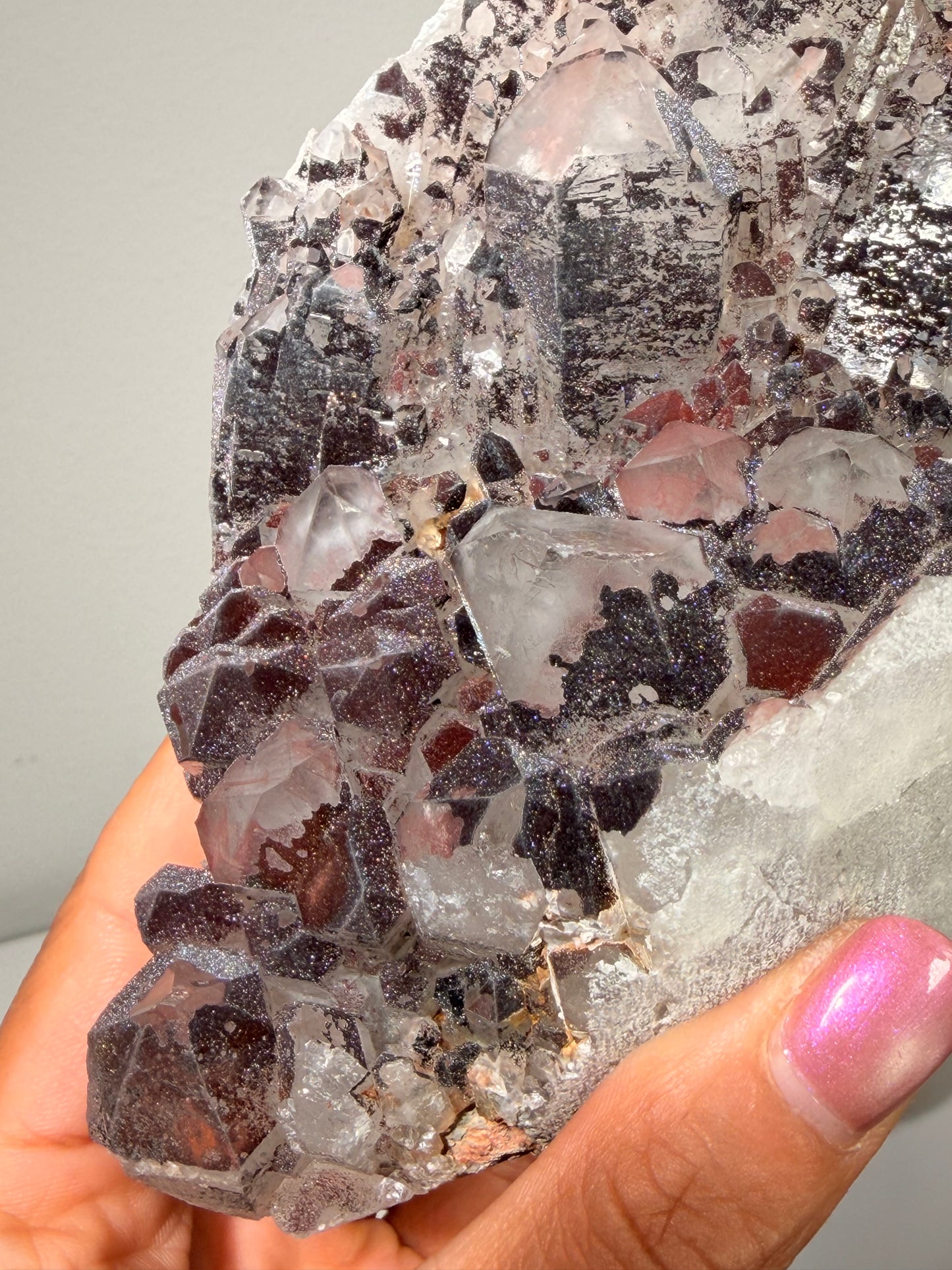 "Smoke on the Water" Sparkly Red & Black Hematite Quartz 171