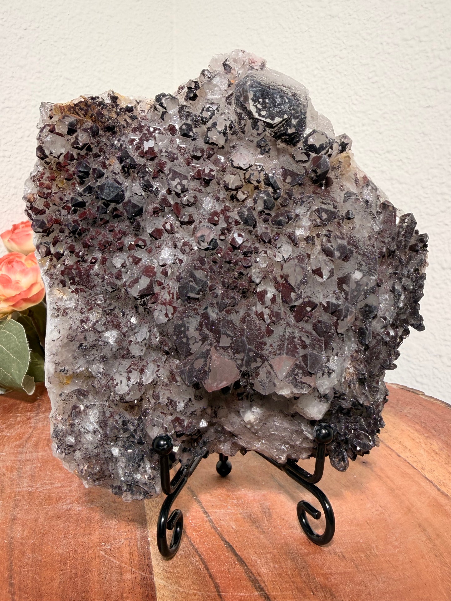 "Smoke on the Water" Sparkly Red & Black Hematite Quartz 171a