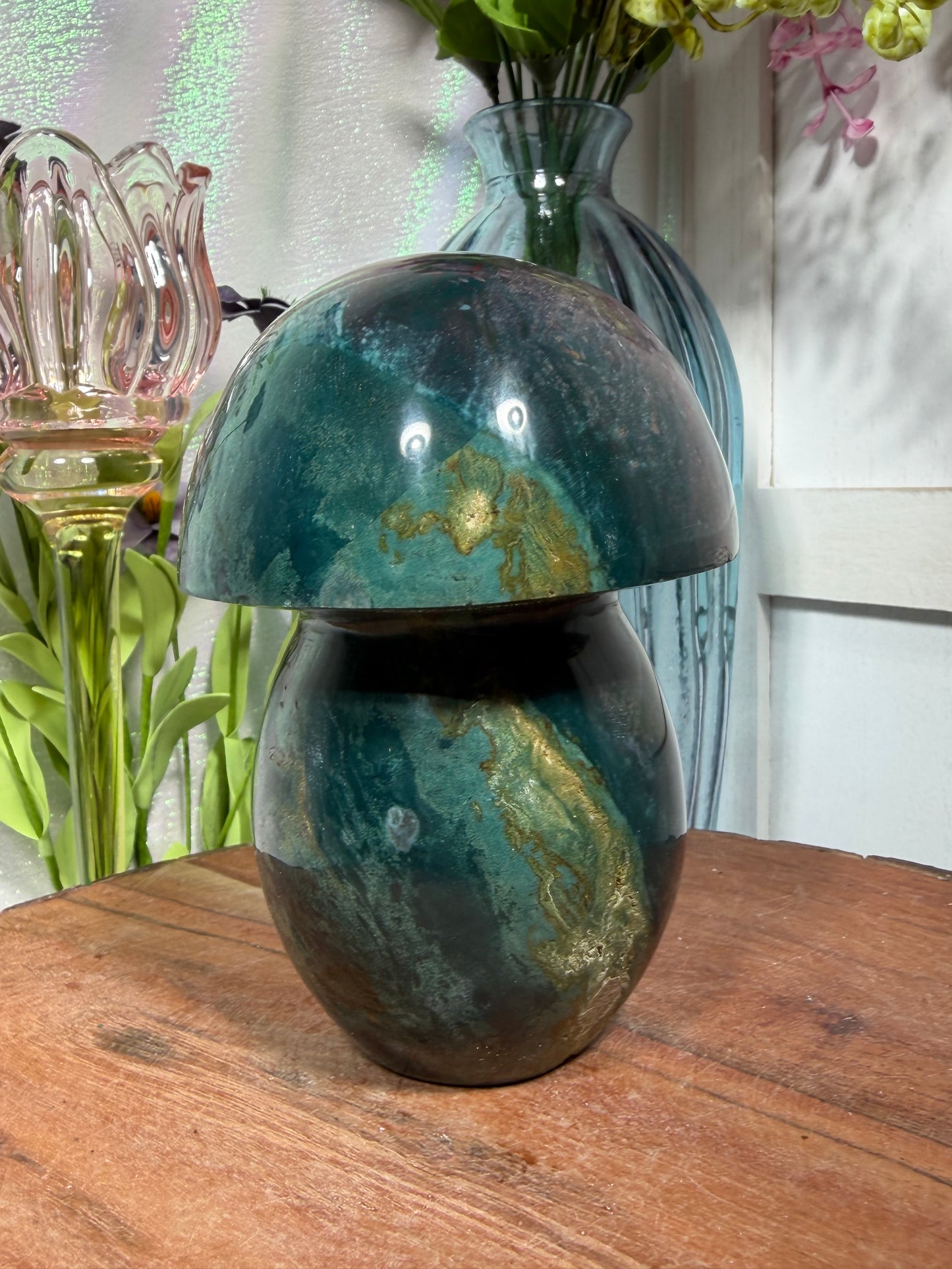 Ocean Jasper Teal & Red Mushroom 97