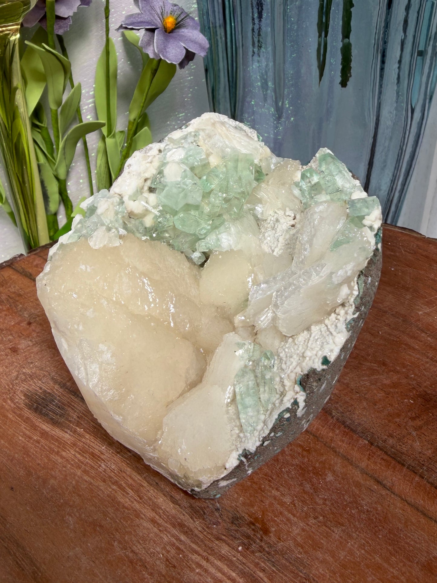 Celadon Green Apophyllite, Heulandite on Micro Heulandite
