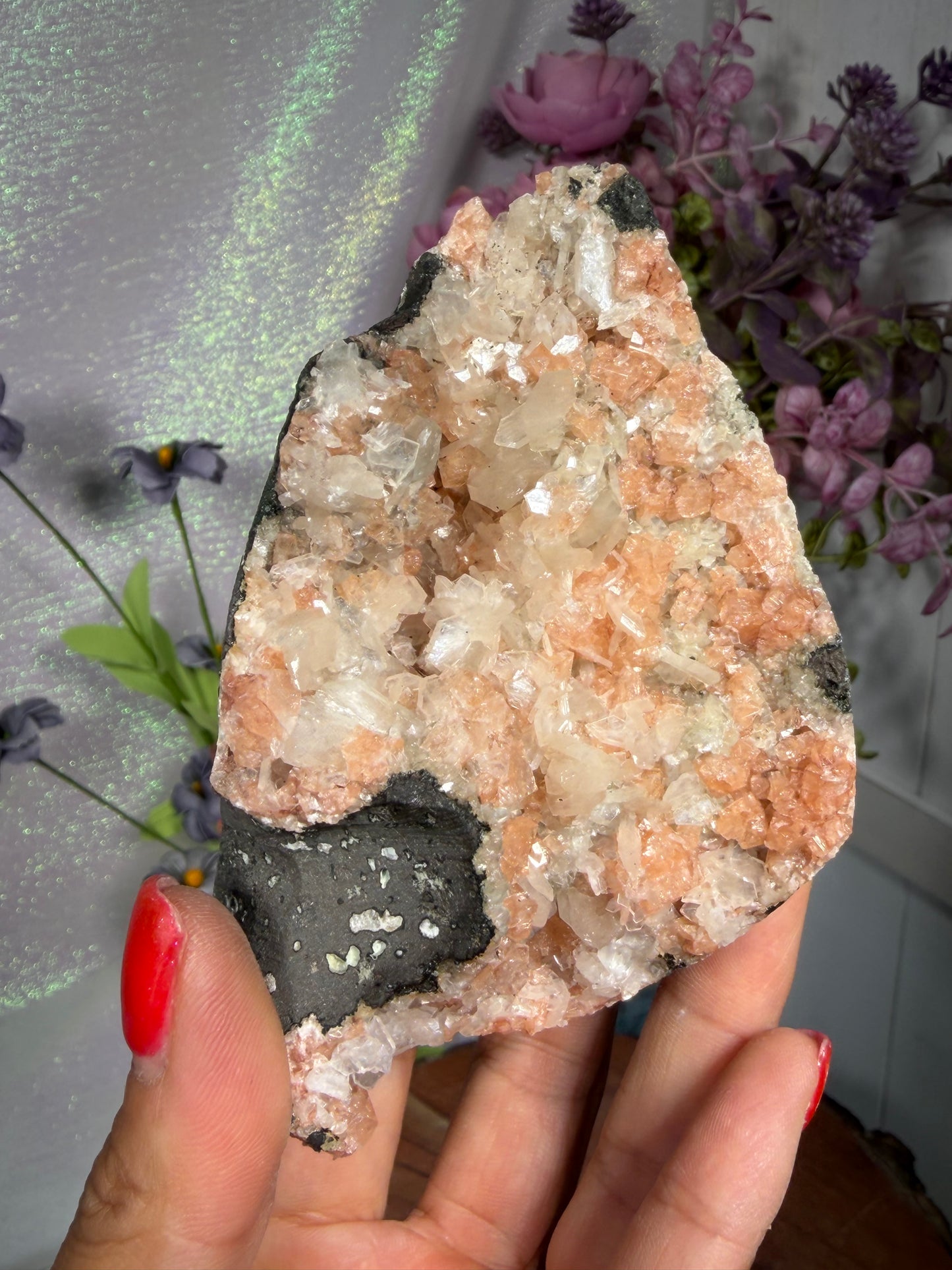 Chabazite Crystal Geode with Stilbite 128