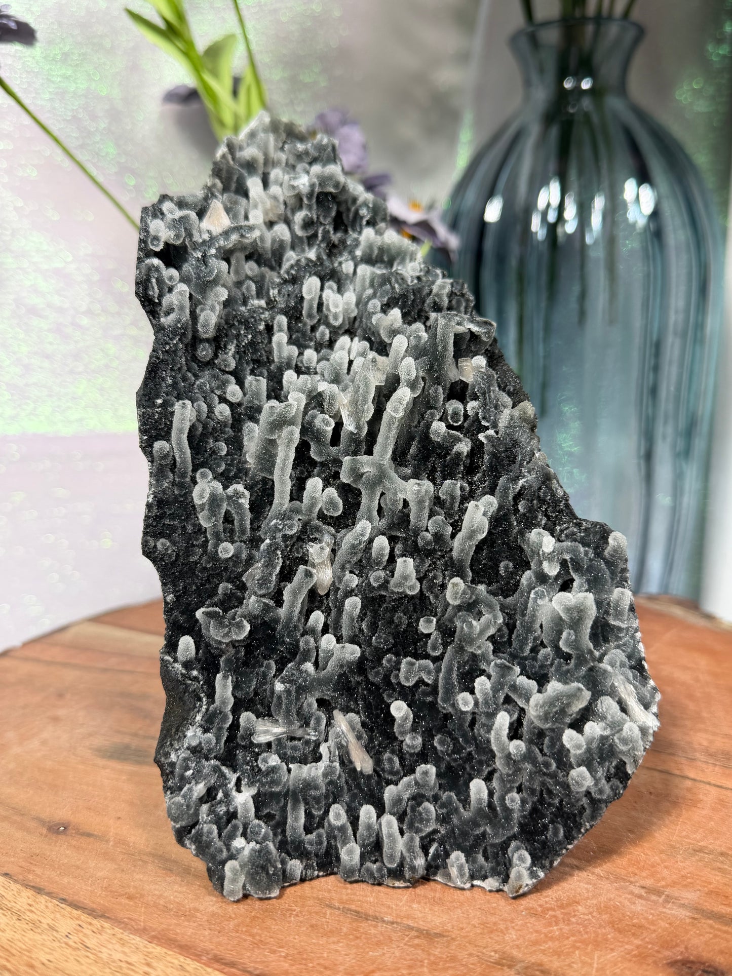 Sparkly Black Chalcedony With Sugar Coated Calcite 280