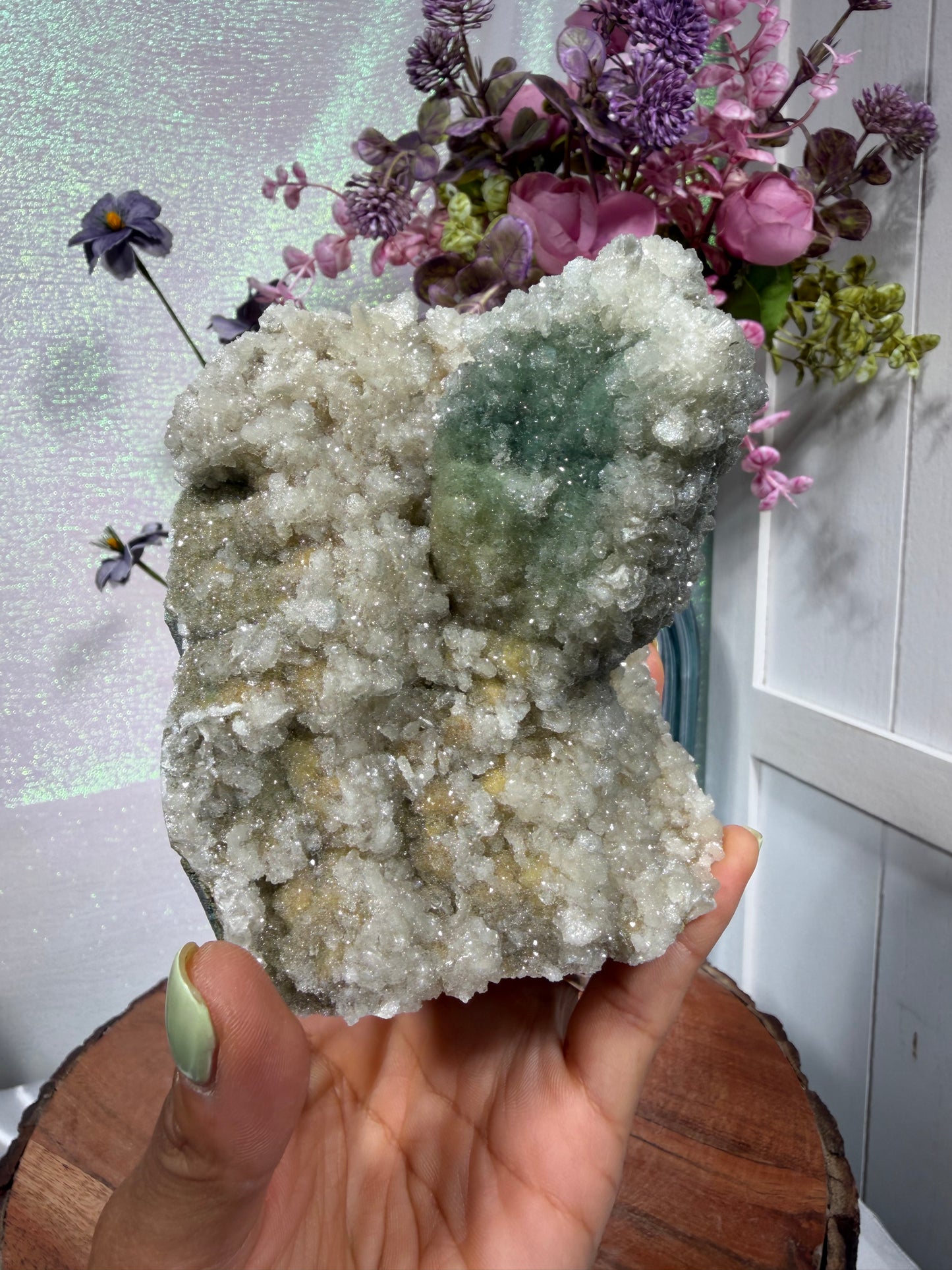 "Smokey Saguaro" Micro Heulandite Coated Calcite with Black Dusted Hematite 216