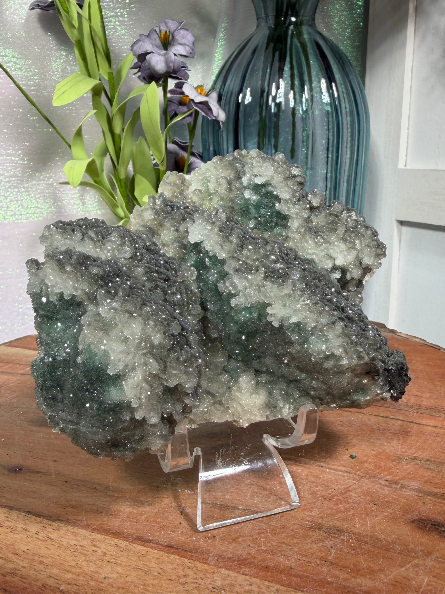 "Smokey Saguaro" Micro Heulandite Coated Calcite with Black Dusted Hematite 170