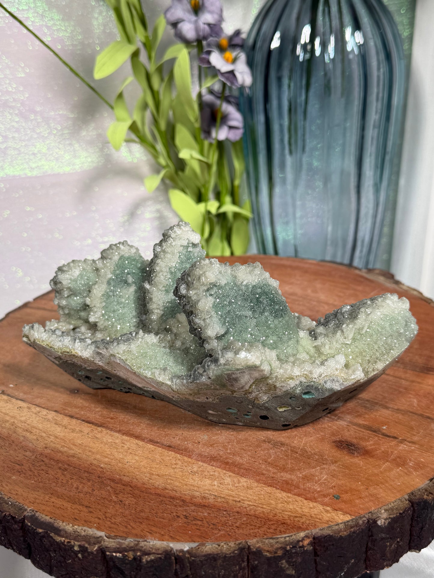 "Smokey Saguaro" Micro Heulandite Coated Calcite with Black Dusted Hematite 259b