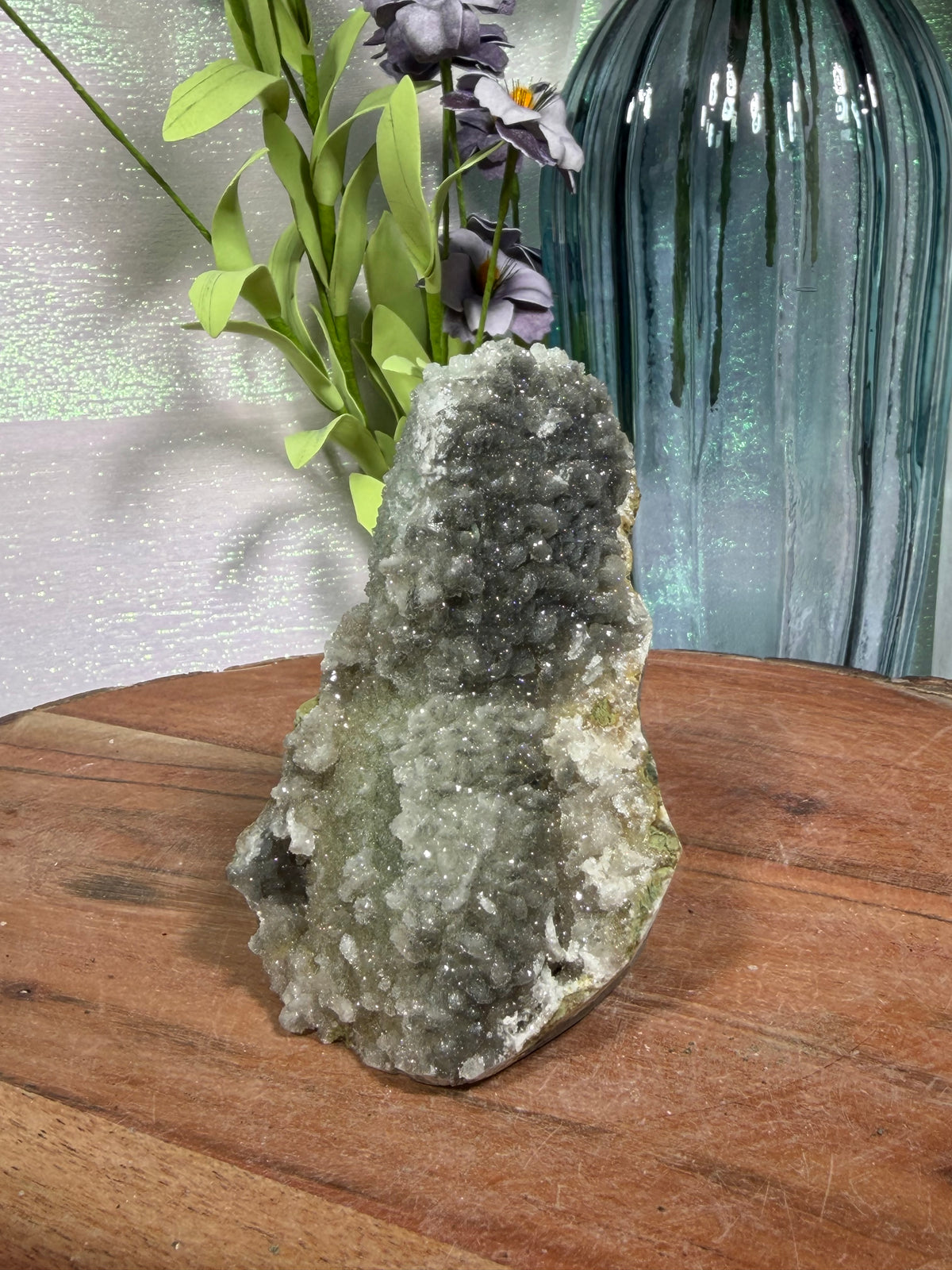 "Smokey Saguaro" Micro Heulandite Coated Calcite with Black Dusted Hematite 98