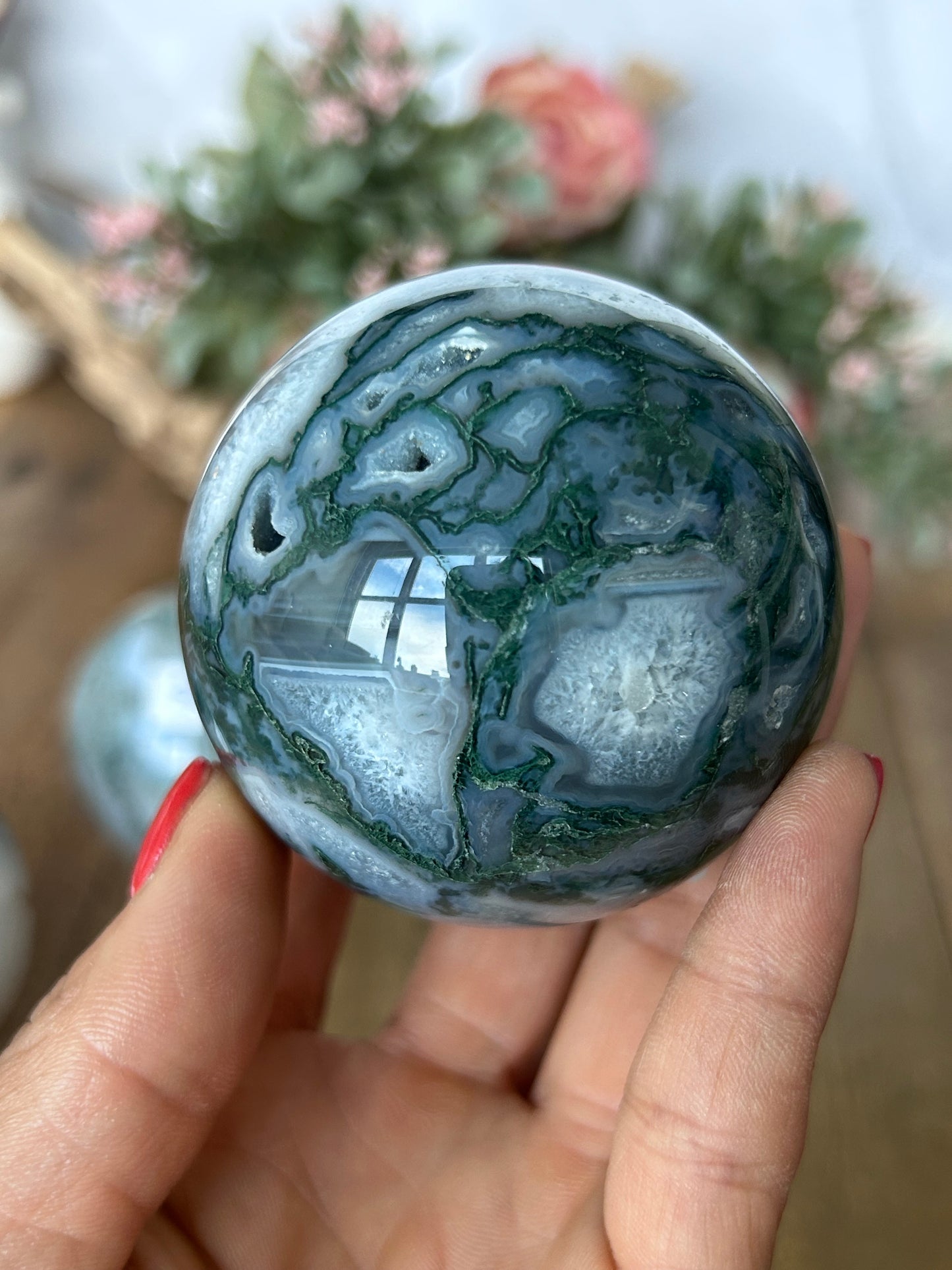 Moss Agate Sphere 62B