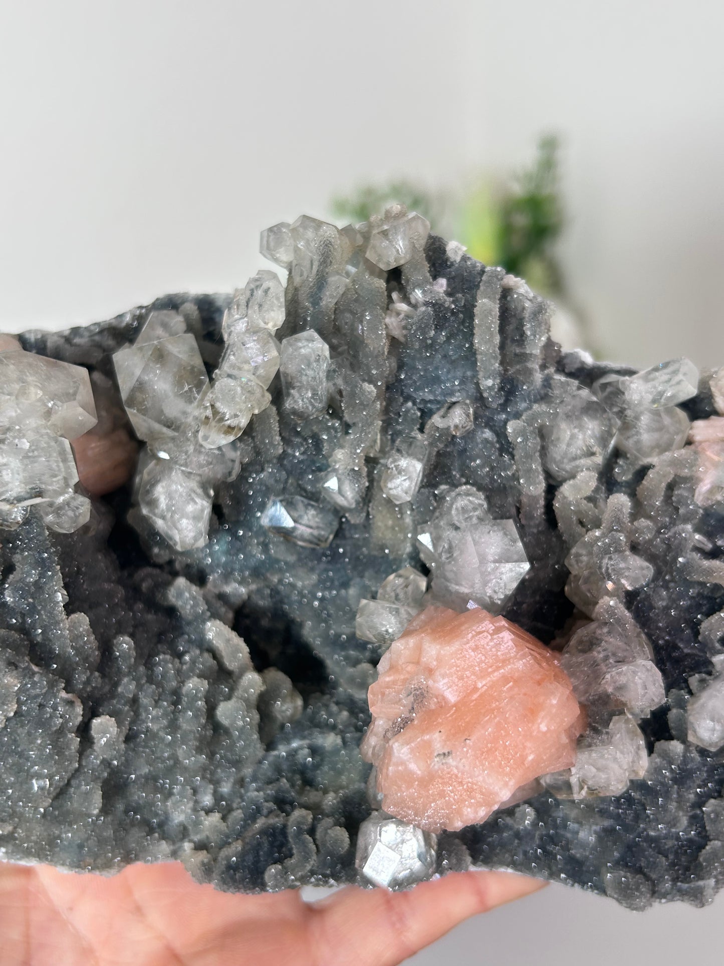 Black Chalcedony with Stilbite and Diamond Apophyllite 272