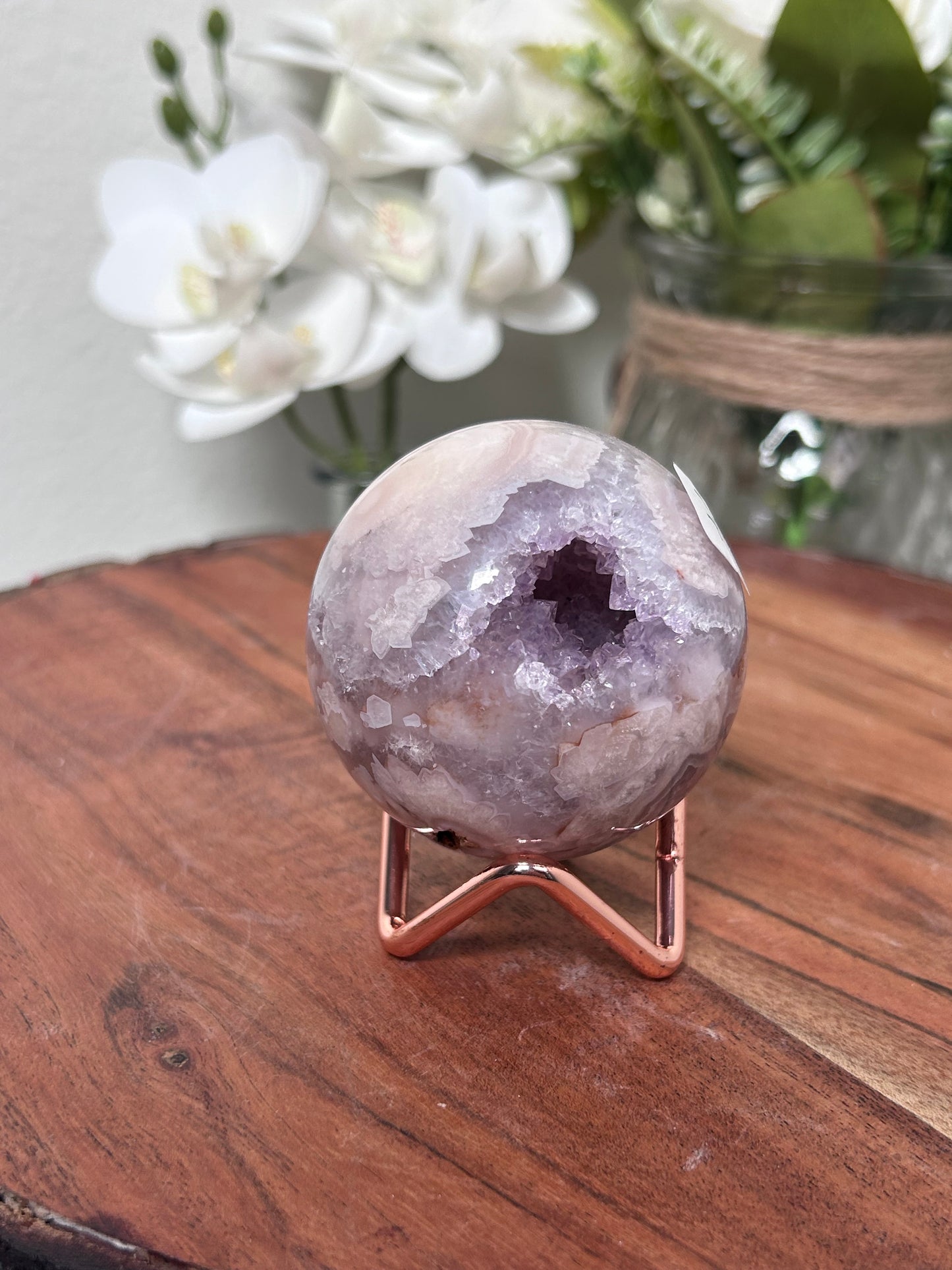 Pink Amethyst Flower Agate Sphere 79