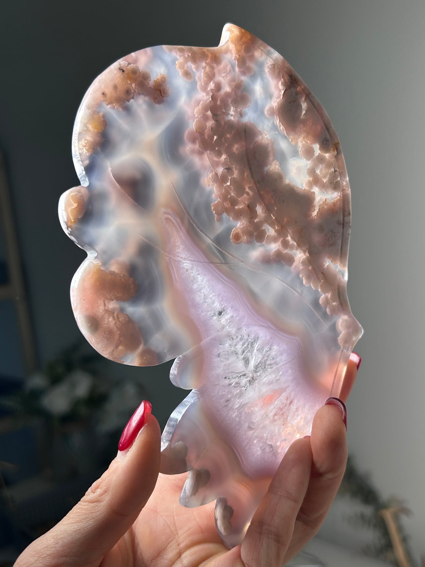 Amethyst and Black Flower Agate Butterfly Wing Set 288