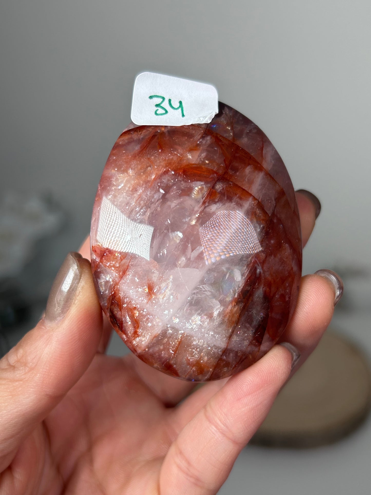 Fire Quartz Palm with Rainbows 34