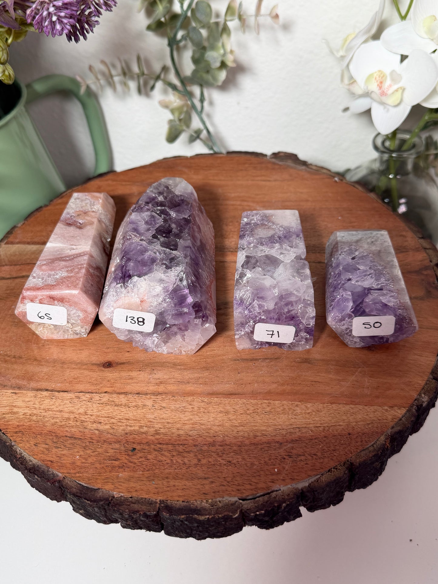Pink and Purple Amethyst with Flower Agate Tower 65, 138, 71, 50
